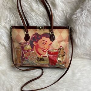 Isabella Fiore vintage fabric and leather shoulder with sequins dinner d…